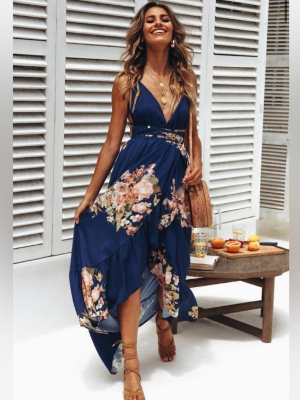NWT Hello Molly Seattle Love halter wrap maxi floral dress 4 - Picture 1 of 14